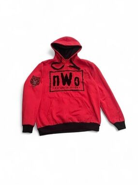 WWE Authentic NWO Wolfpack New World Order Hoodie Mens L Red